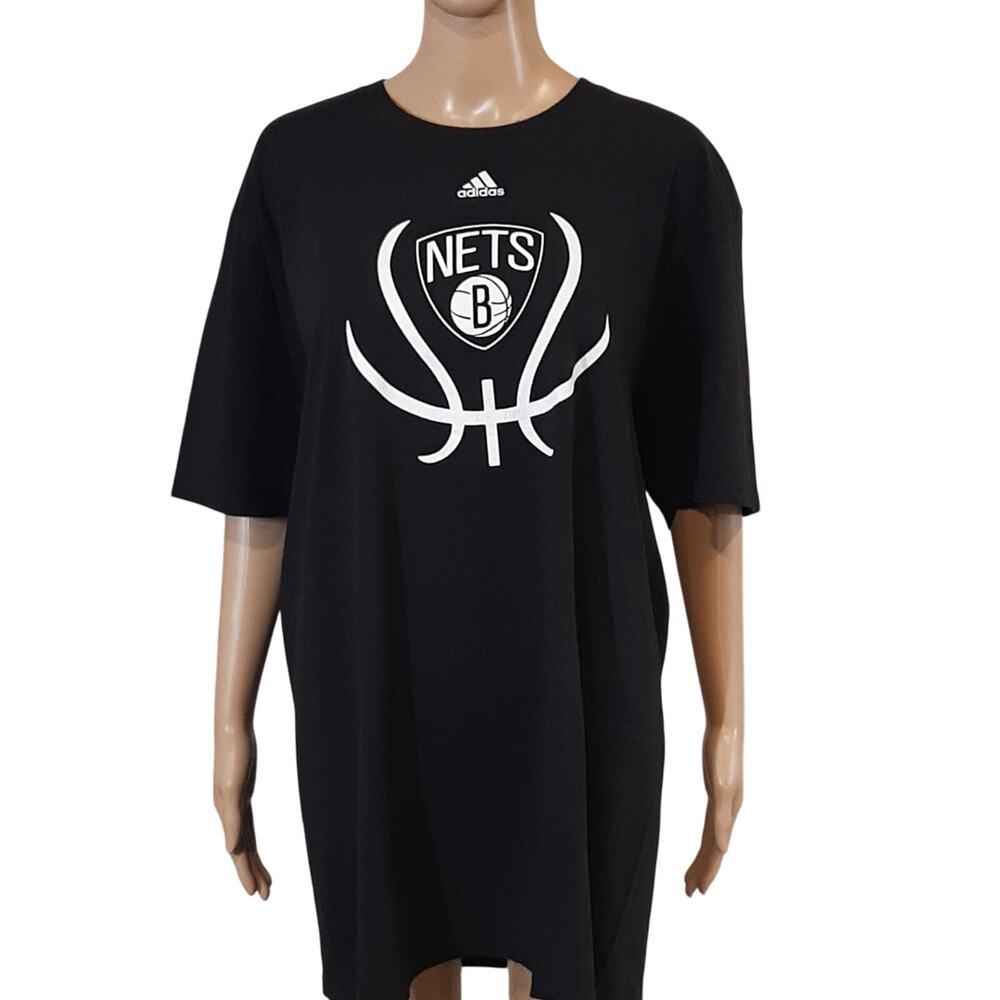 Adidas Brooklyn Nets T-Shirt Men’s XL Black Basketball Logo Cotton Feb 2012